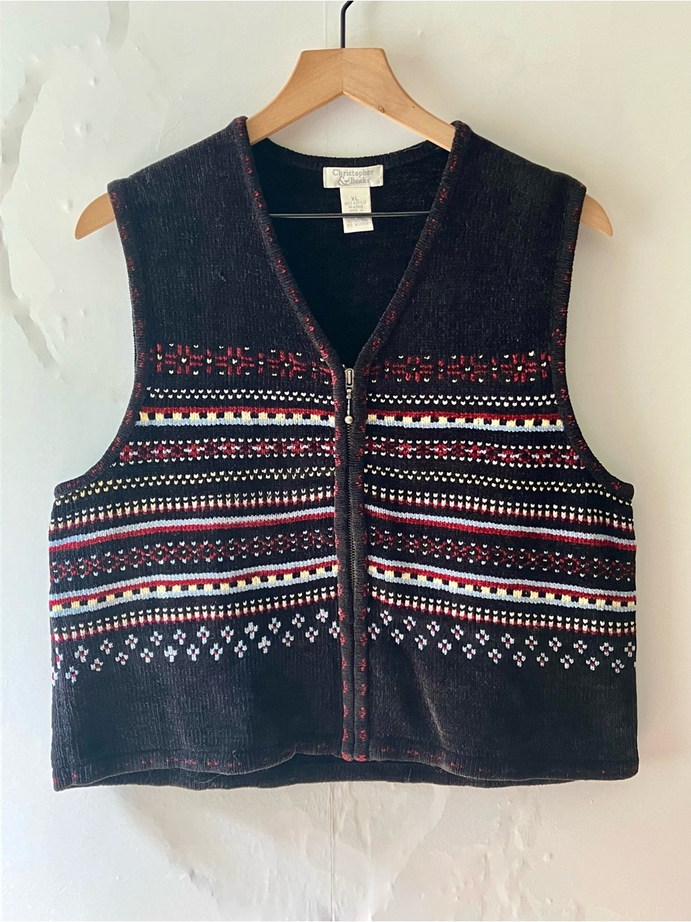 CHRISTOPHER & BANKS Striped Zip Up Sweater Vest